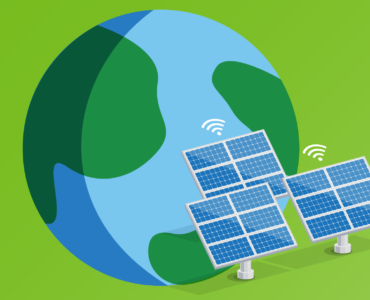 Solar Wi-Fi Blog Featured Image - An image with an illustration of a planet and solar panels connected to wifi.