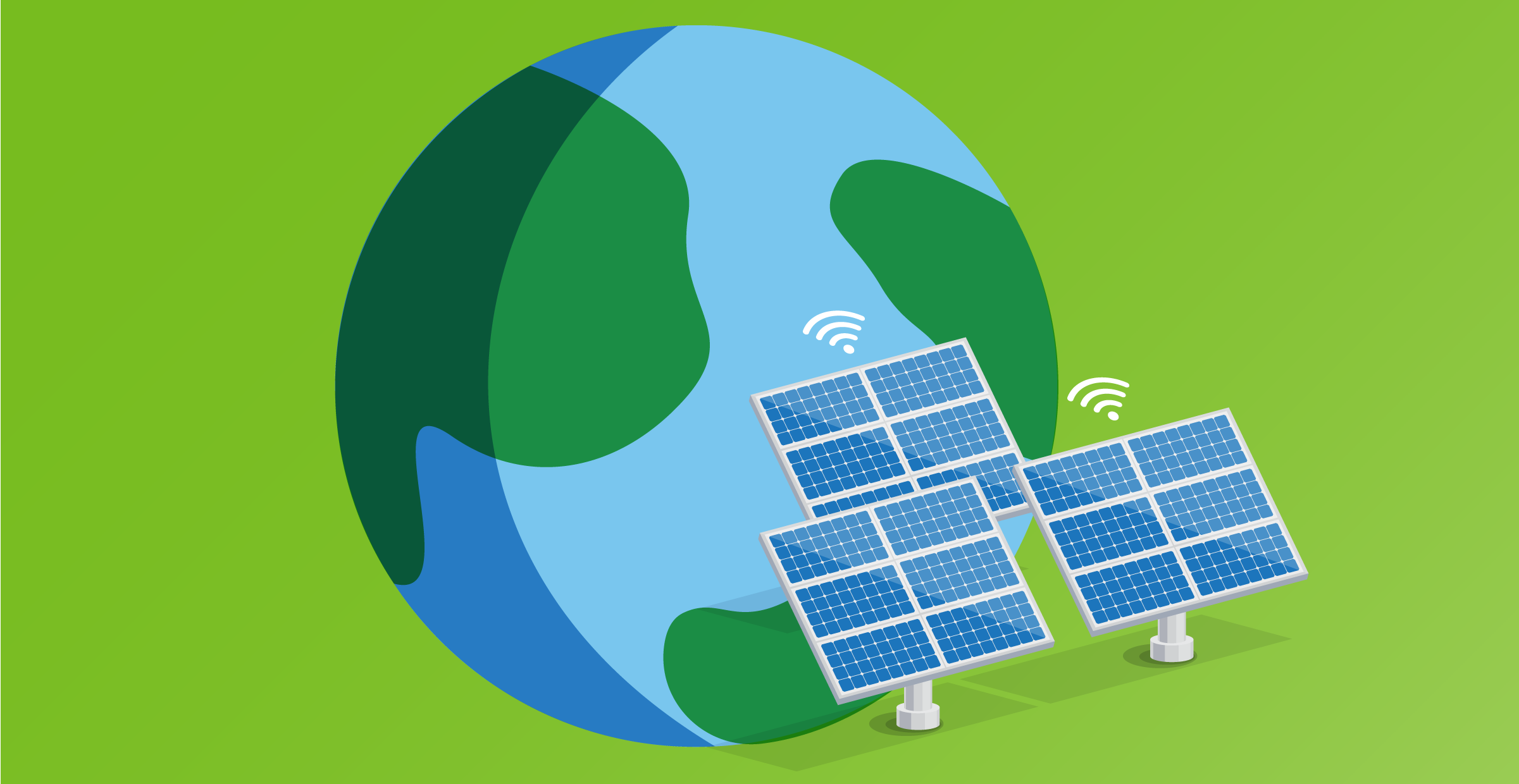 Solar Wi-Fi Blog Featured Image - An image with an illustration of a planet and solar panels connected to wifi.