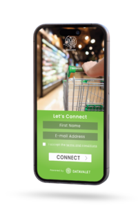 proximity marketing captive portal for wifi marketing, showing a shopping card and login splash page - Datavalet