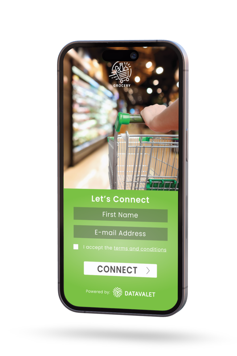 proximity marketing captive portal for wifi marketing, showing a shopping card and login splash page - Datavalet - Datavalet