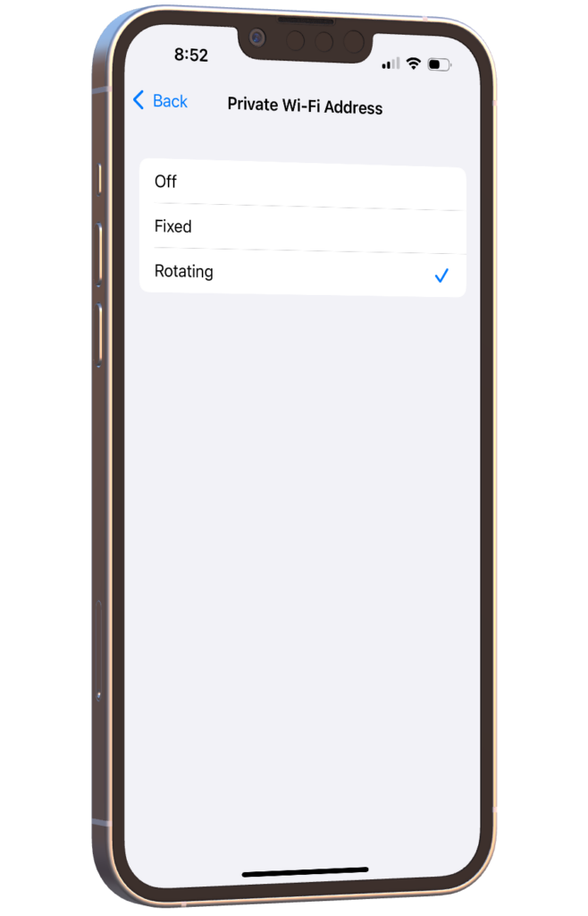 Private Wi-Fi Address Iphone for MAC address rotation - Datavalet - Datavalet