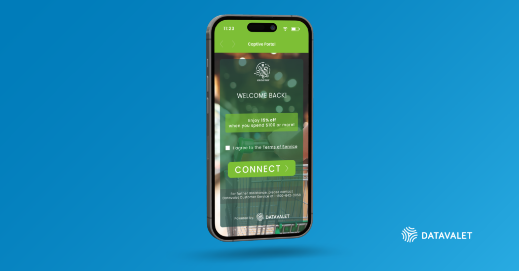 Captive Portal with an offer illustrated by Datavalet - Datavalet